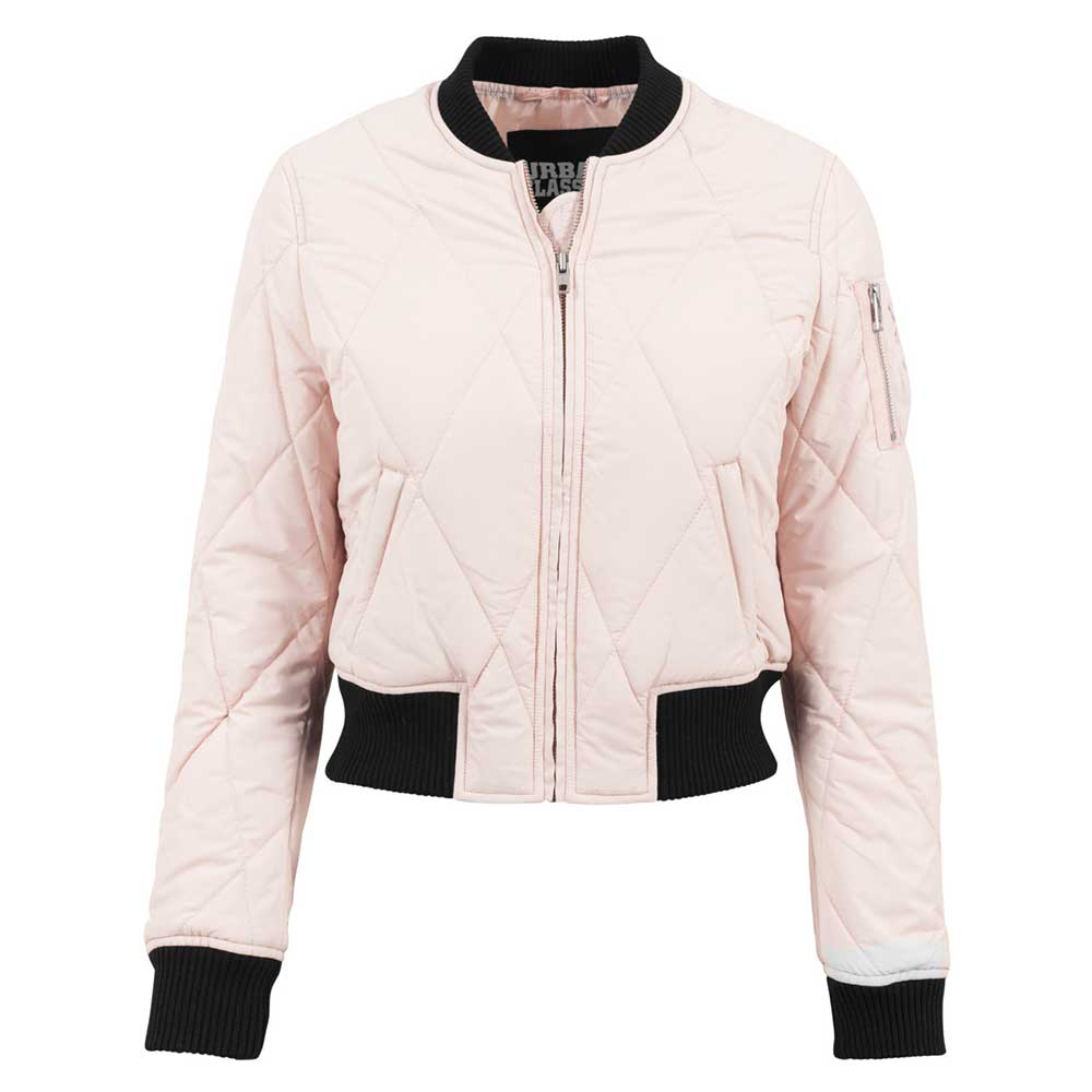 Urban Classics Diamond Quilt short ladies bomber jacket Bomber Jacket for Women Pink Size L NEW! www
